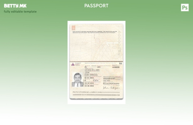 Модерен стилски шаблон за пасош Кабо Верде